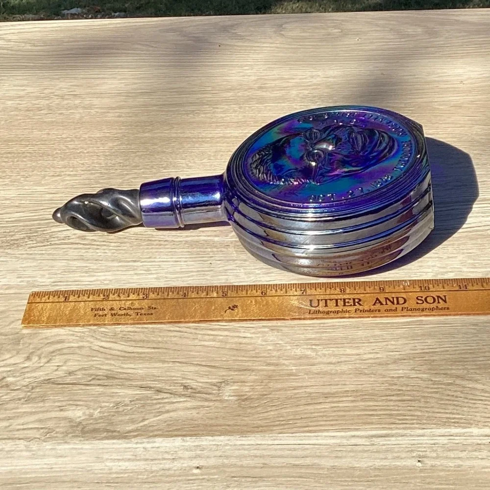 Theodore Roosevelt‎ Commemorative Blue Iridescent Glass Decanter 26th President